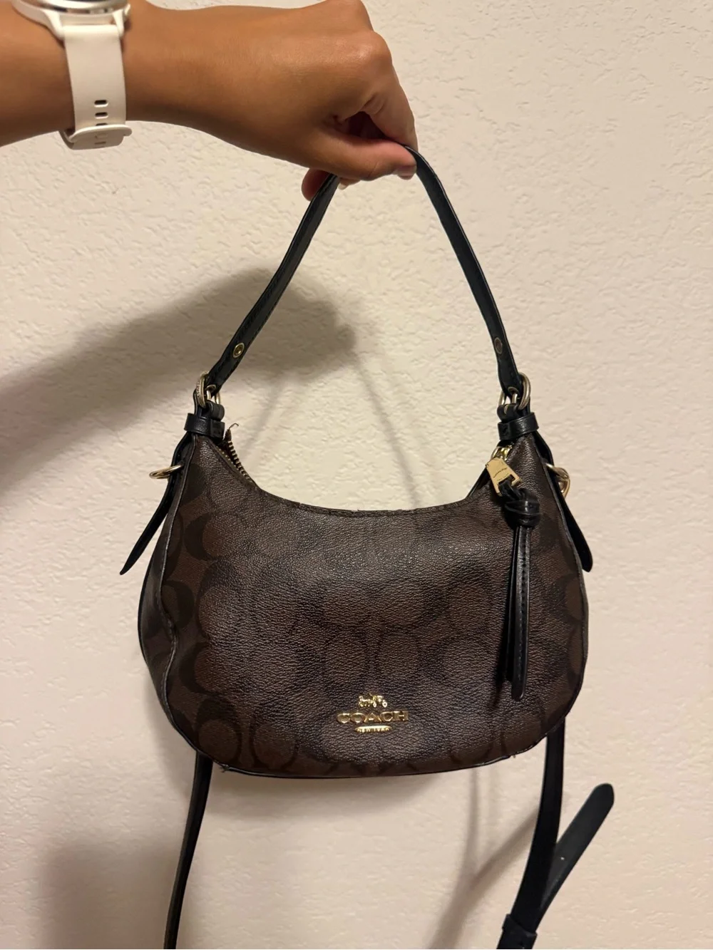 COACH | Kleo Hobo Brown Signature Canvas Crescent Shoulder/crossbody Bag